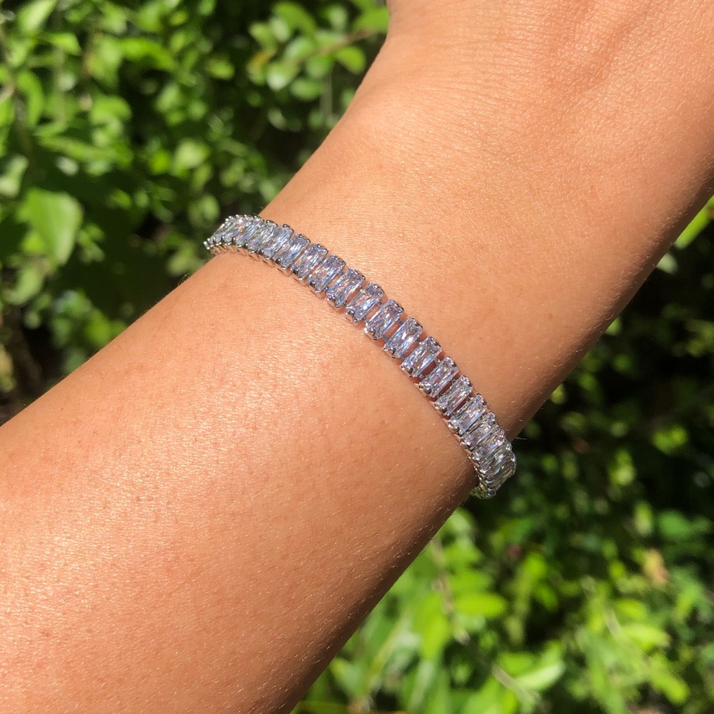 18K White Gold Plated Tennis bracelet